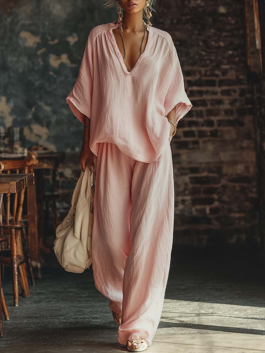 Ensemble Chemise V-Neck et Pantalon Samantha