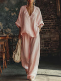 Ensemble Chemise V-Neck et Pantalon Samantha