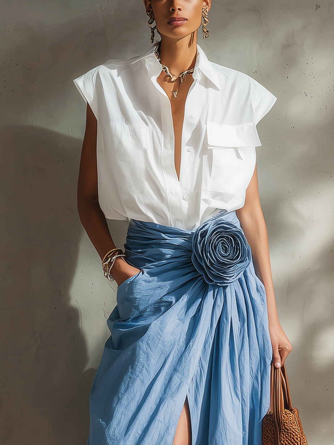 Vêtements pour femmes--Lien spécial pour jupes et ensembles