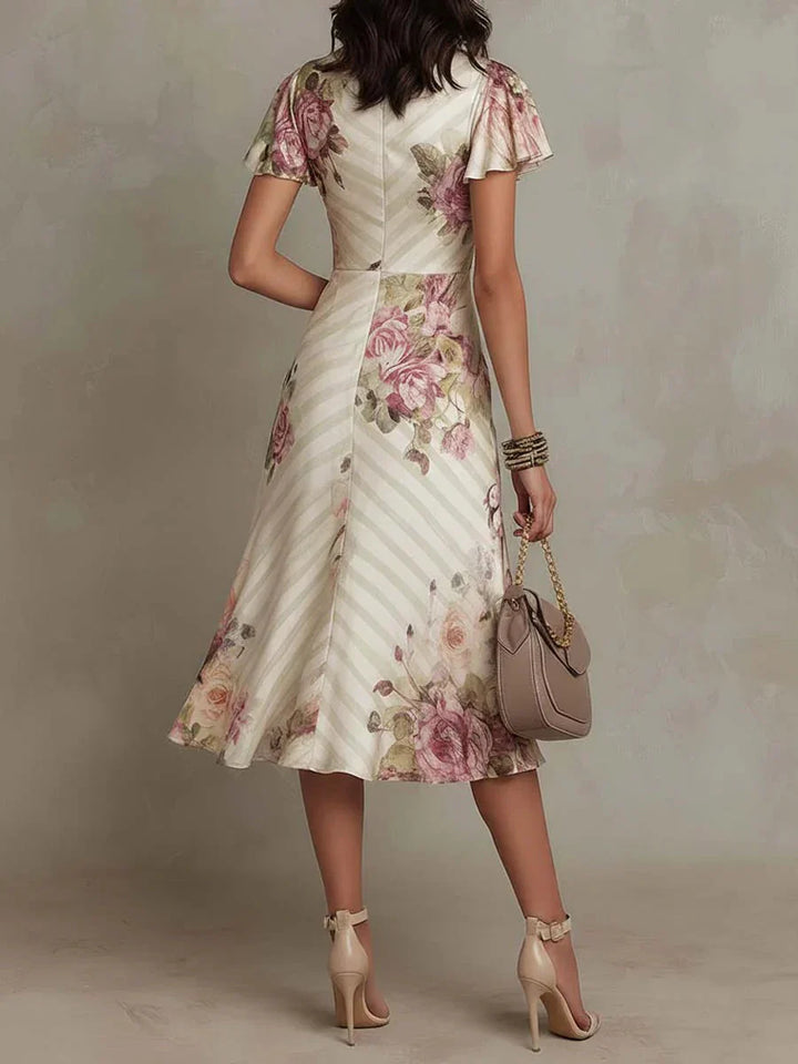 Alba | Robe Midi Drapée Élégante à Fleurs