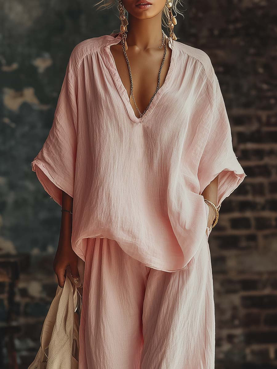 Ensemble Chemise V-Neck et Pantalon Samantha