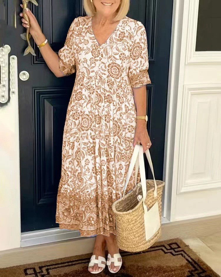 Candice | Robe Florale Élégante à Décolleté en V