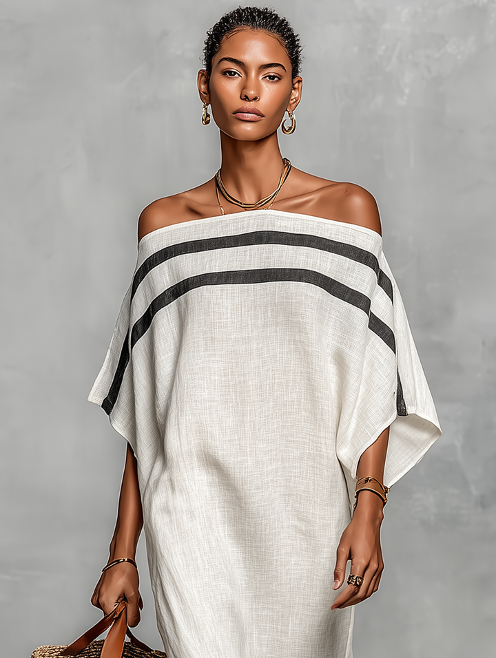 Sophie | Robe Maxi en Lin à Épaules Nues