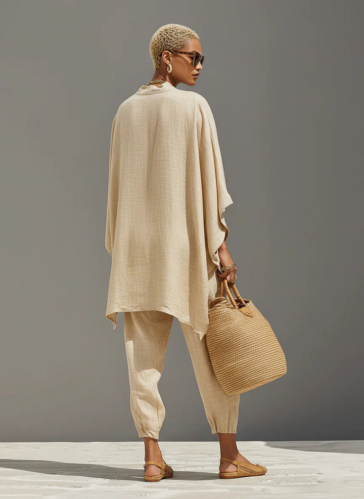 Ensemble de pantalons asymétriques en lin