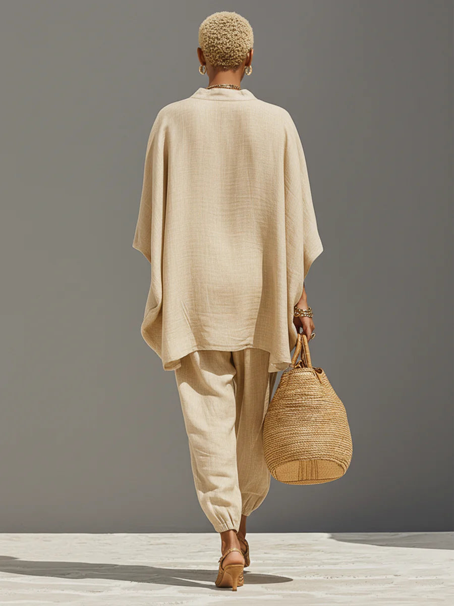 Ensemble de pantalons asymétriques en lin
