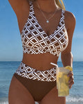 Léa | Bikini Deux Pièces Imprimé Géométrique & Taille Haute
