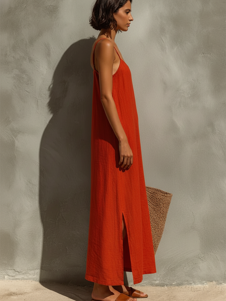 Robe Femme Avec Bretelles Fines & Décolleté Carré