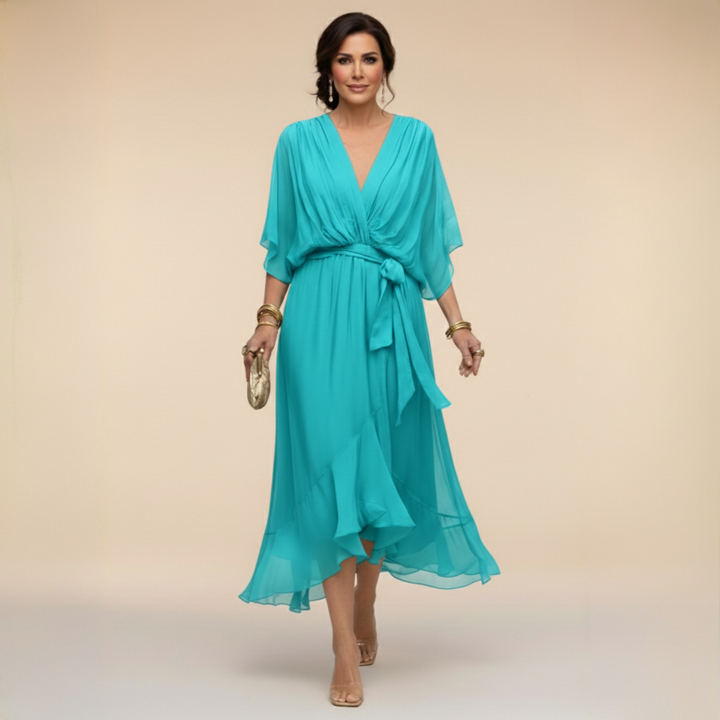 Monica - Robe en chiffon avec décolleté en V
