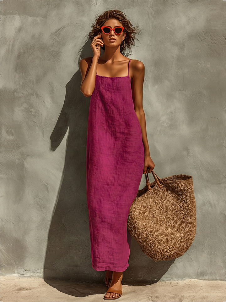 Robe Femme Avec Bretelles Fines & Décolleté Carré