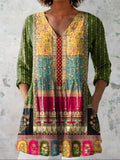 Lily | Chemise V-Neck Florale Ethnique