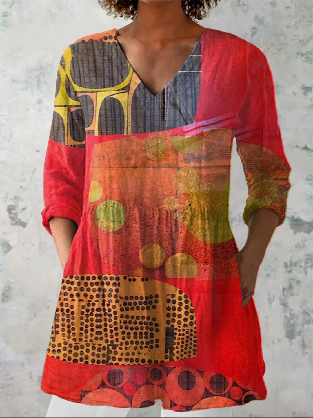 Riley | Chemise V-Cou Abstraite Moderne