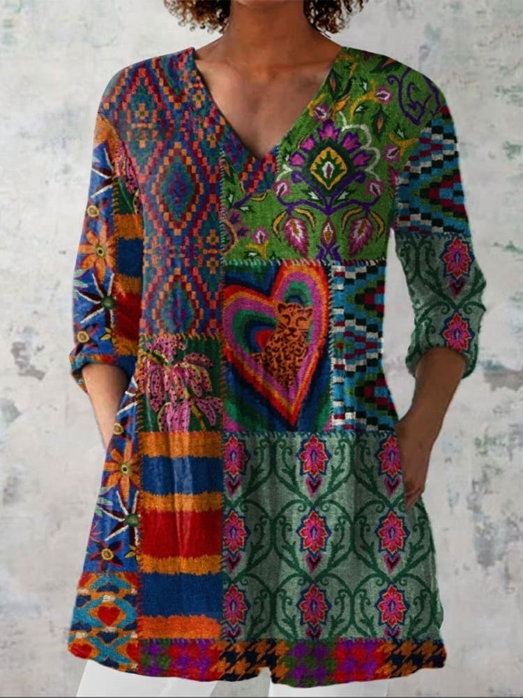 Mia | Chemise V-Neck Florale Boho