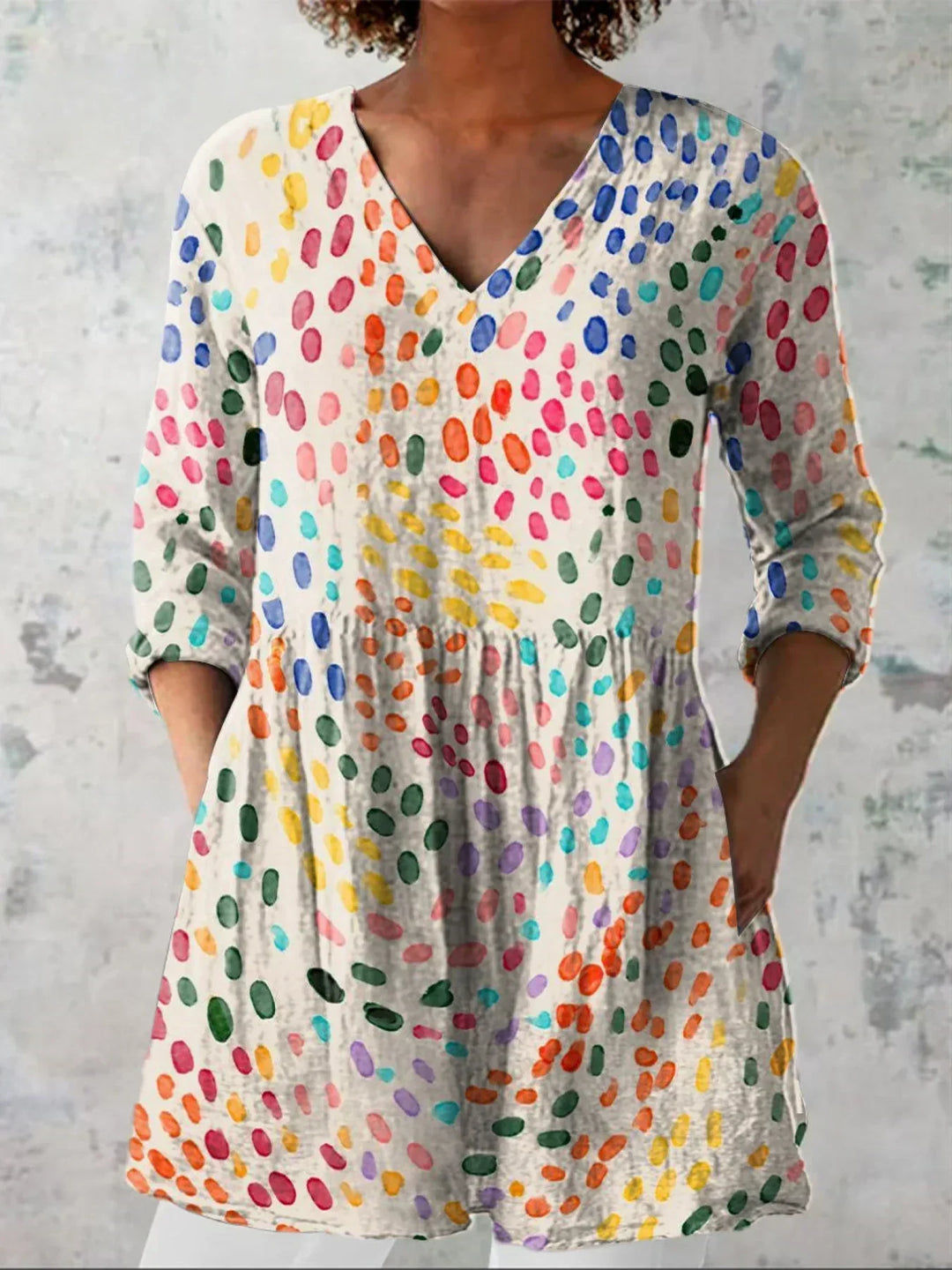 Hannah | Chemise V en V avec Pois Aquarelle