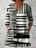 Evelyn | Chemise V-Neck à Rayures Abstraites