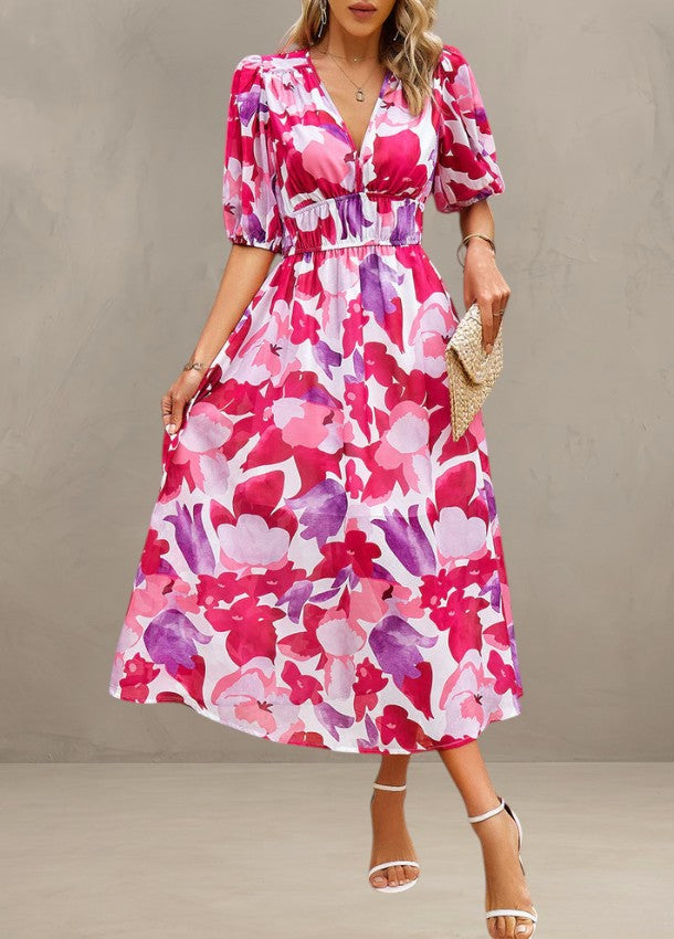 ASTELLA | ROBE MIDI FLORALE FLATTEUSE