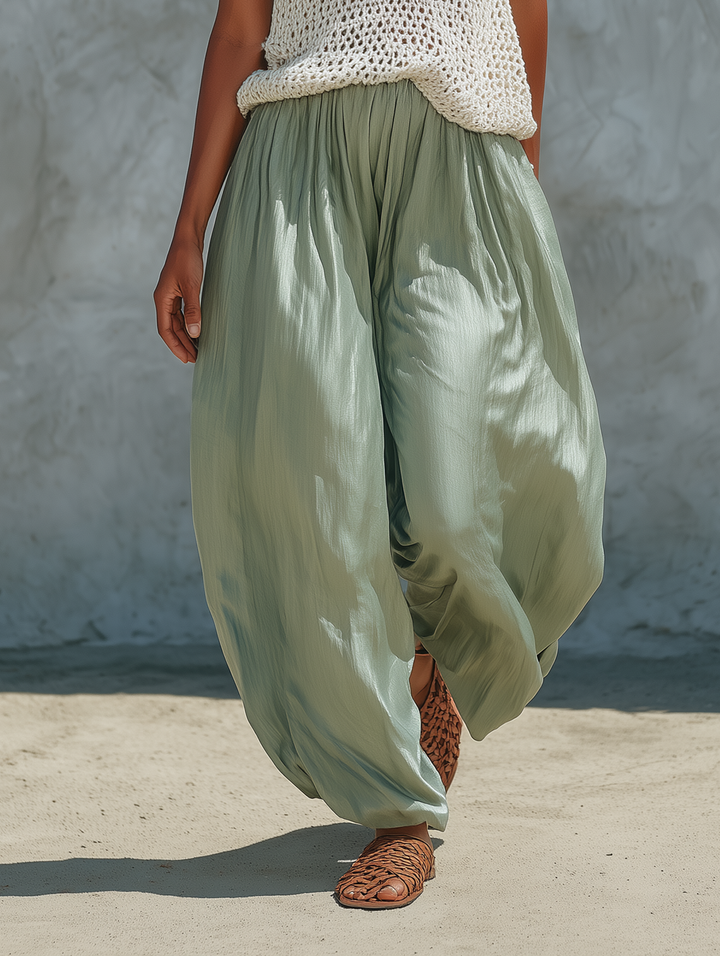 Ensemble Débardeur Tricoté en Maille Minimaliste pour Femmes et Pantalons Bouffants en Faux-Acétate