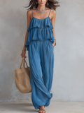 Ensemble de Pantalon à Bretelles avec Volants Aérés