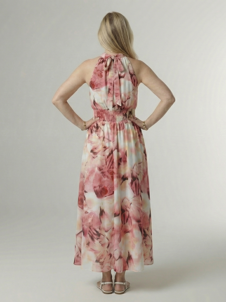 Sylin | Robe Midi à Encolure Halter Rassemblée