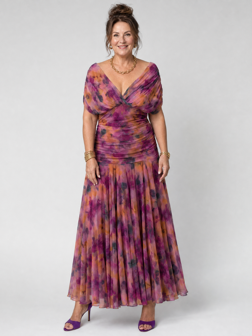 Calen | Robe Midi Décontractée à Épaules Dénudées