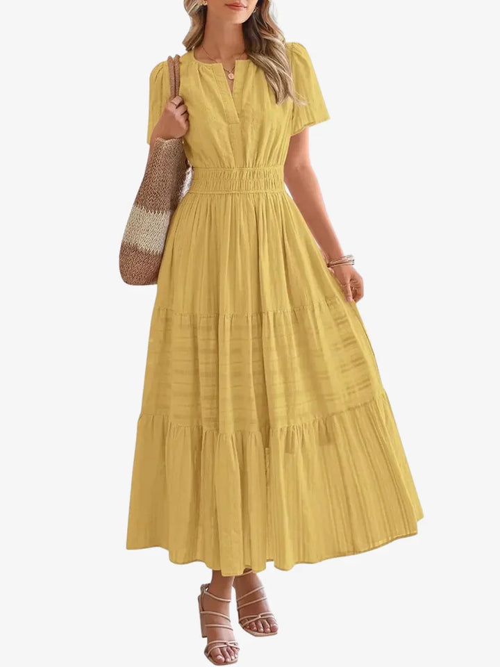 Sophie | Robe Maxi Évasée à Taille Froncée