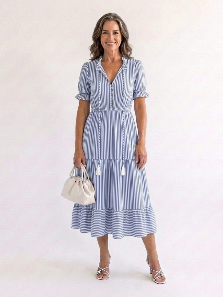 Dakota | Robe midi à manches courtes et à rayures