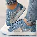 Caro | Sneaker Dentelle Florale & Zip Décoratif