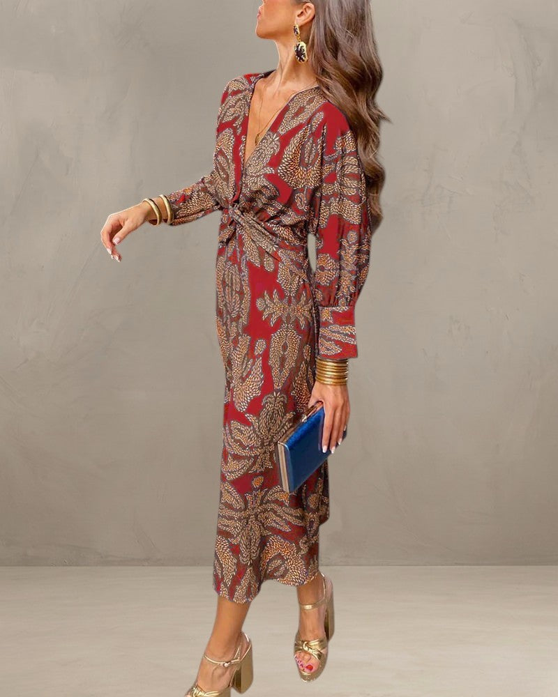 MINA | ROBE ÉLÉGANTE AVEC MANCHES LONGUES ET IMPRIMÉ FLORAL
