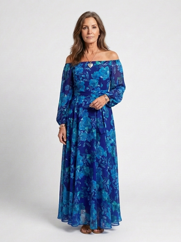 Aspen | Robe Maxi Fleurie à Épaules Dénudées