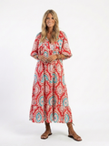 Zaria | Robe midi à manches courtes et décolleté en V imprimé paisley