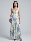 Ophelia | Robe midi sans manches à encolure carrée et imprimé floral