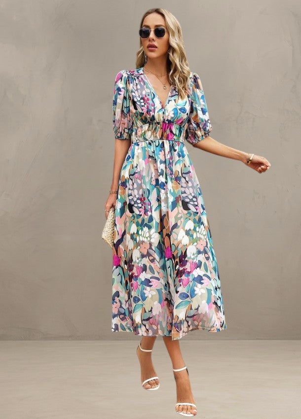 ASTELLA | ROBE MIDI FLORALE FLATTEUSE