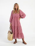 Arlette | Robe Midi à Imprimé Géométrique à Manches Longues