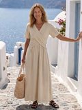 Alvara | Robe midi à encolure en V et manches courtes