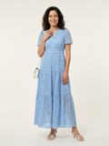 Brielle | Robe midi à manches courtes et col en V à volants