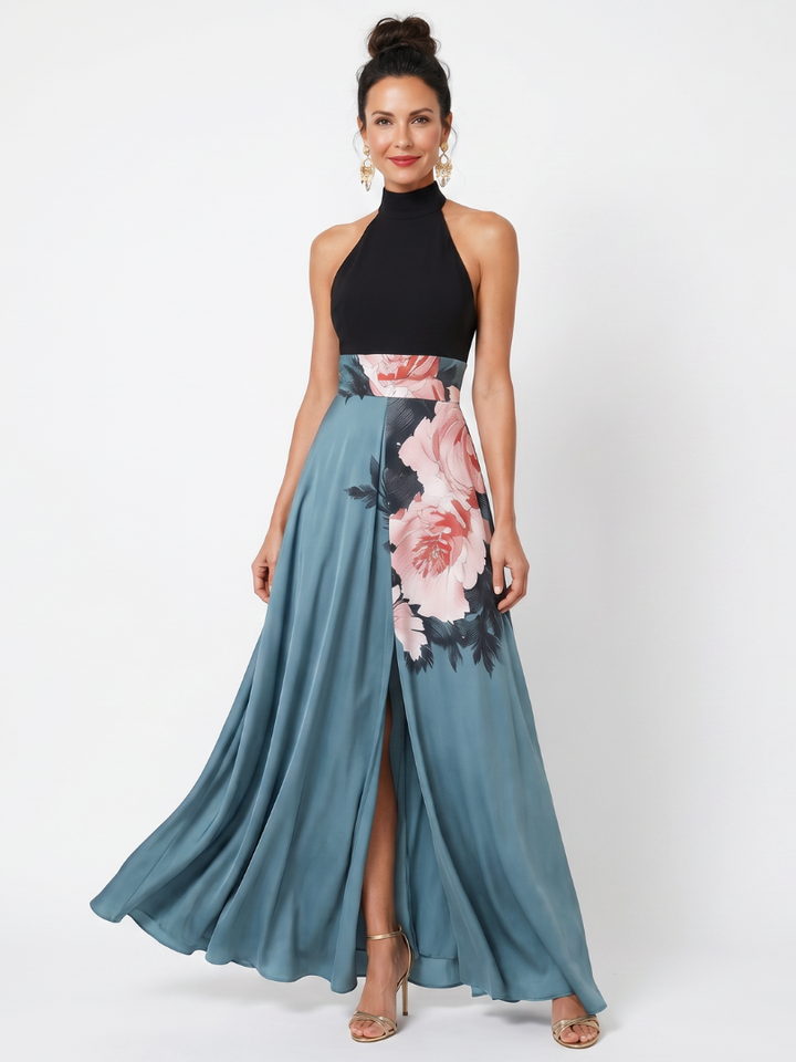 Olympas | Robe Maxi à Bretelles Bodice Florale