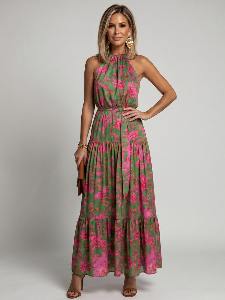 Rowen | Robe Midi à Encolure Halter Drapée