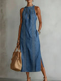 Julia | Robe en Denim avec Dentelle Rétro