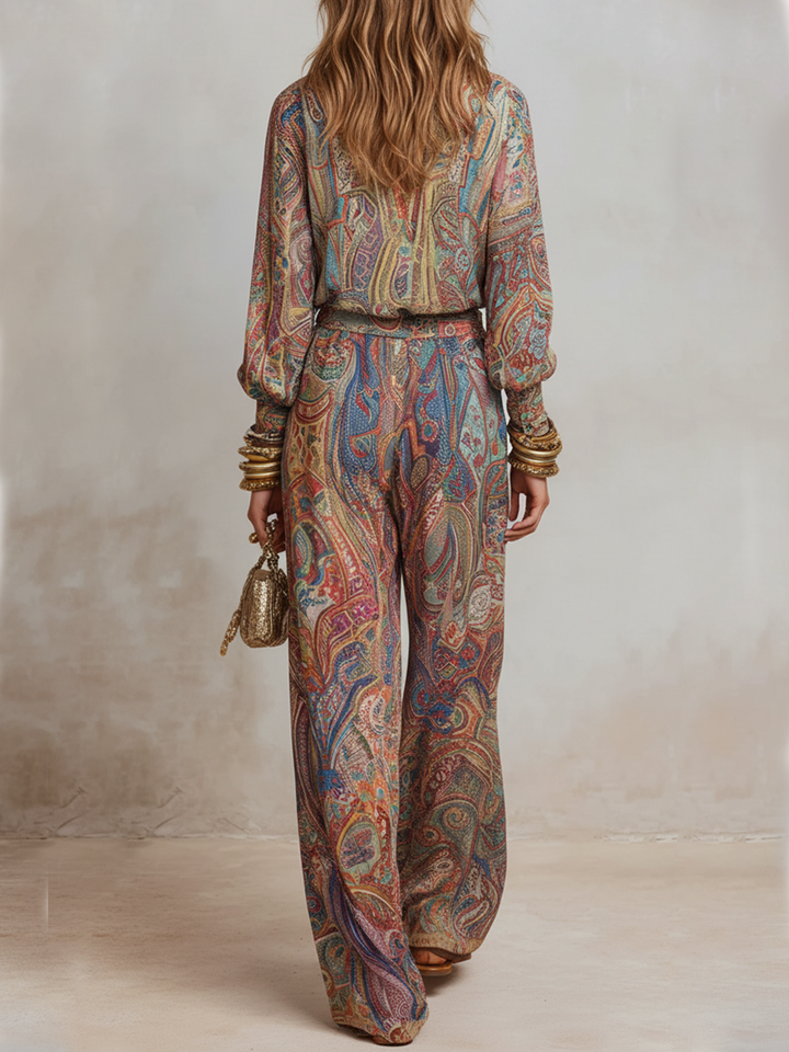 Pantalon large à imprimé paisley exquis
