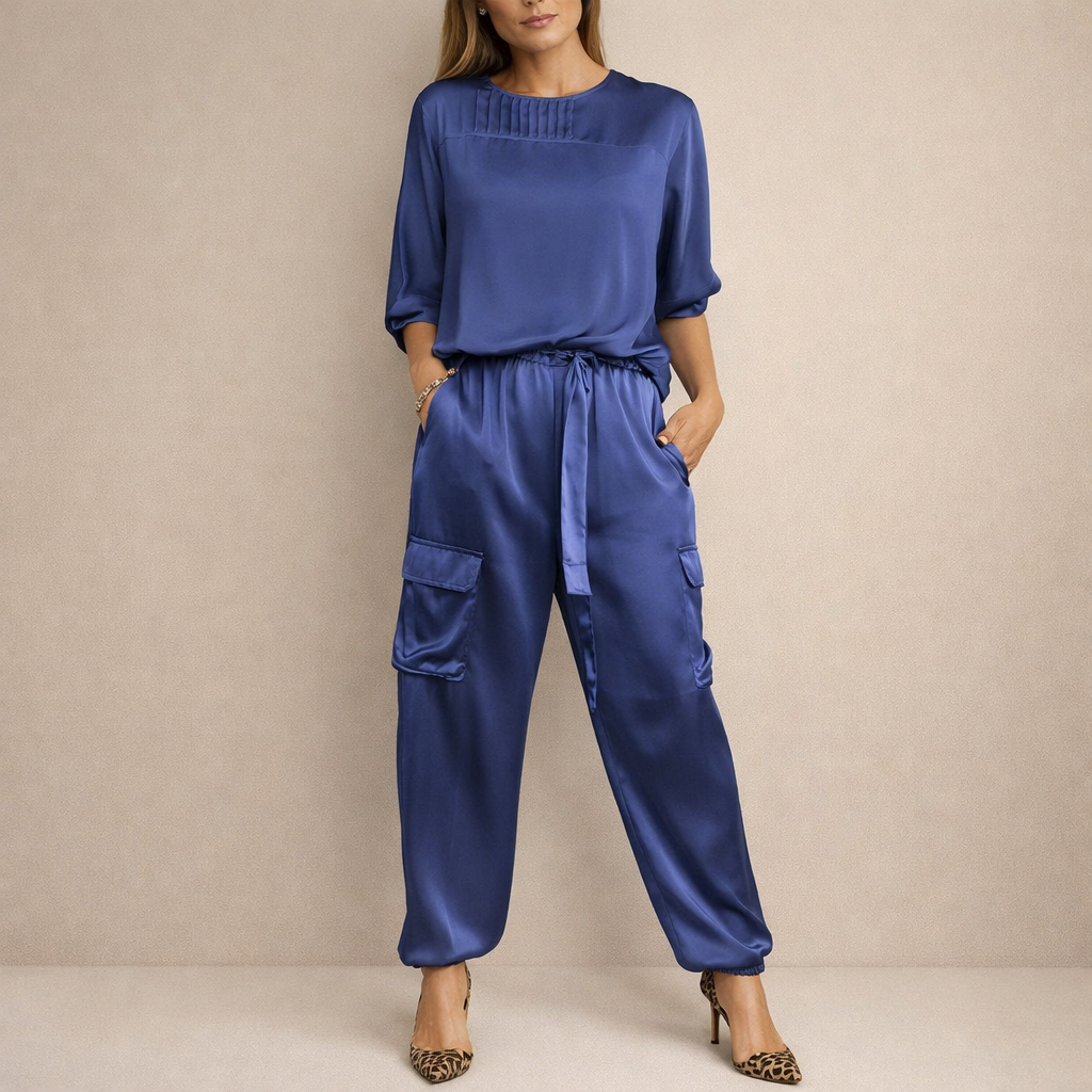 Clara | Ensemble Cargo Satiné Décontracté