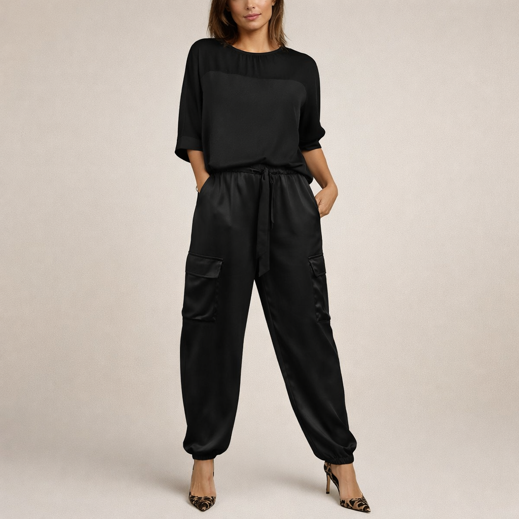 Clara | Ensemble Cargo Satiné Décontracté