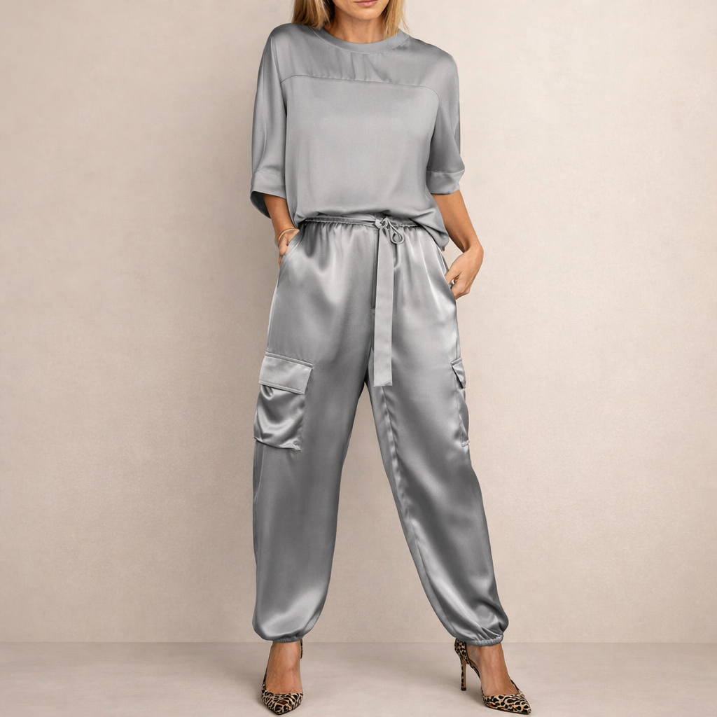 Clara | Ensemble Cargo Satiné Décontracté