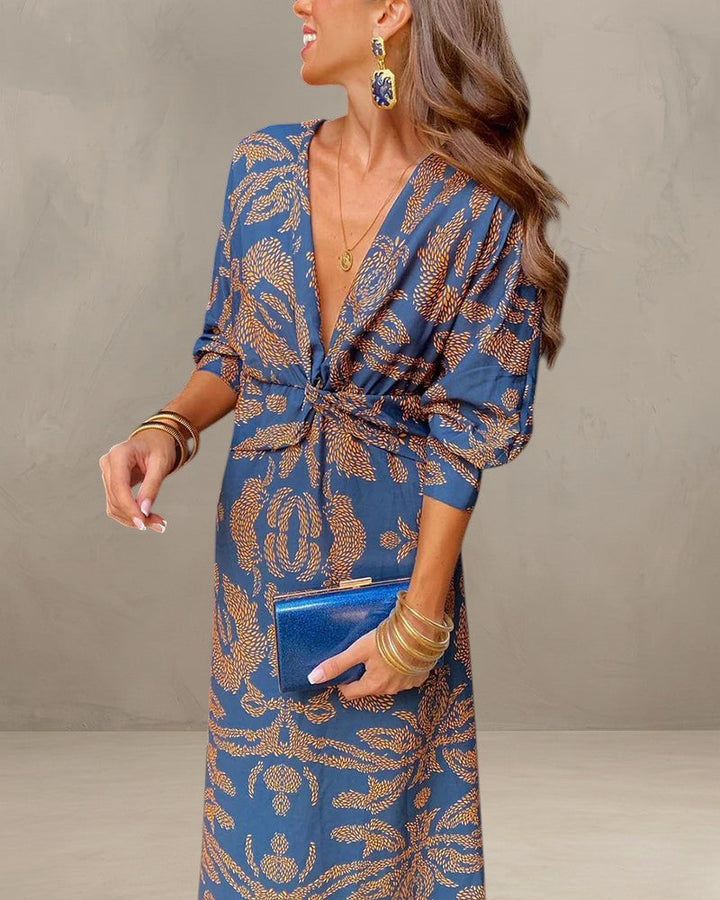 MINA | ROBE ÉLÉGANTE AVEC MANCHES LONGUES ET IMPRIMÉ FLORAL