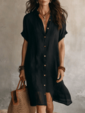 Céleste | Robe Chemise Midi Lin & Coton Boutonnée