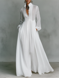 Zoey | Robe maxi en patchwork de coton et lin avec col montant
