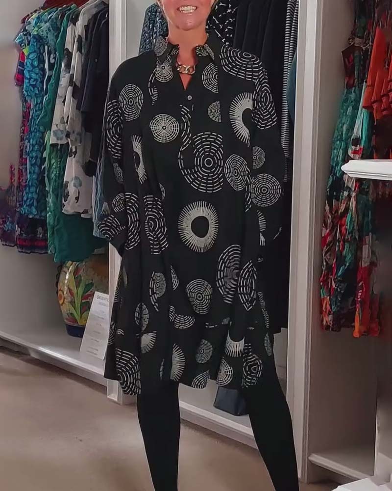 Robe décontractée à revers à imprimé géométrique