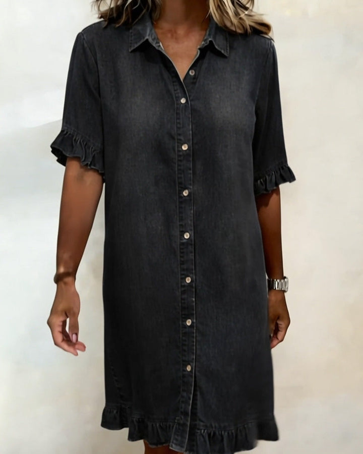 Élina | Robe En Jean Confortable À Volants Flatteurs