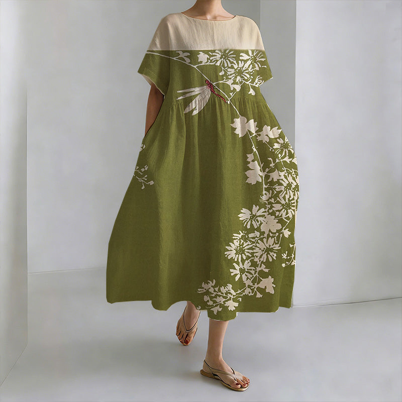 Robe de loisirs à col rond Libellule Jour de Printemps