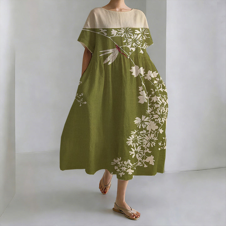 Robe de loisirs à col rond Libellule Jour de Printemps