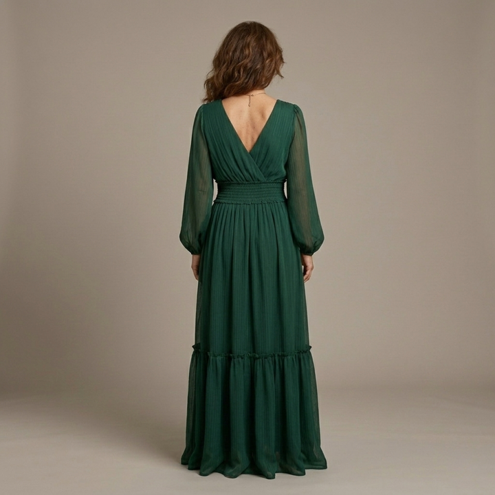 María - Robe en chiffon avec décolleté en V