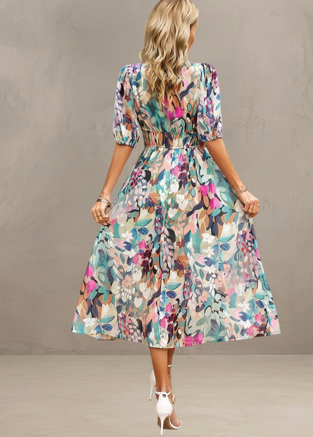 ASTELLA | ROBE MIDI FLORALE FLATTEUSE